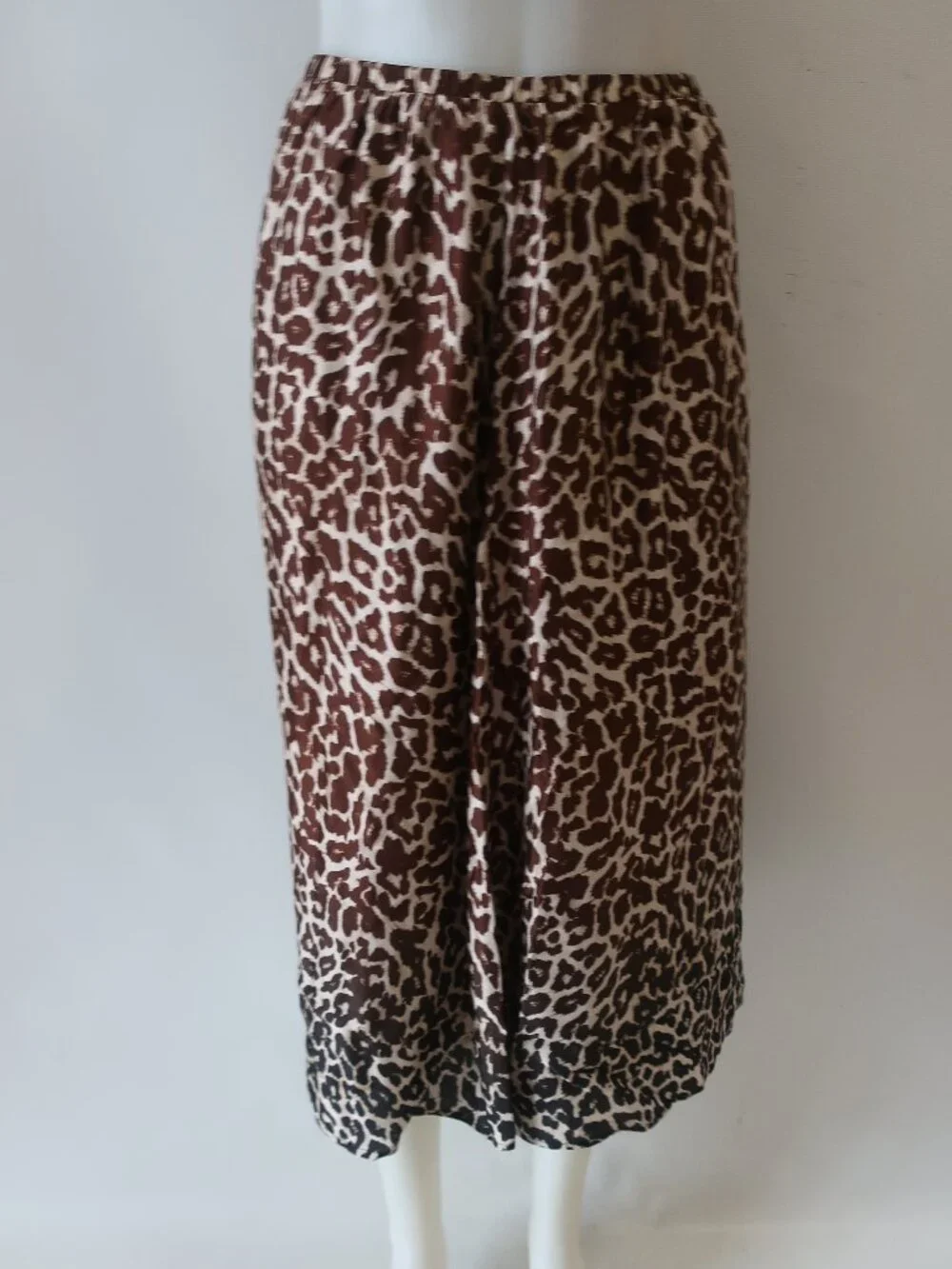 NWT Womens Bella Dahl Brown Beige (Item- 308) Rayon Silk Ombre Leopard Skirt S